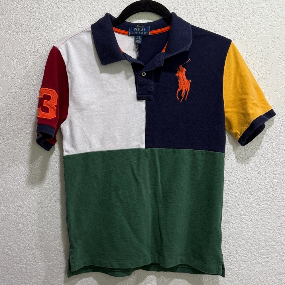Polo Ralph Lauren Big Pony Colorblock Polo Shirt Boys LG 14-16 Multicolor